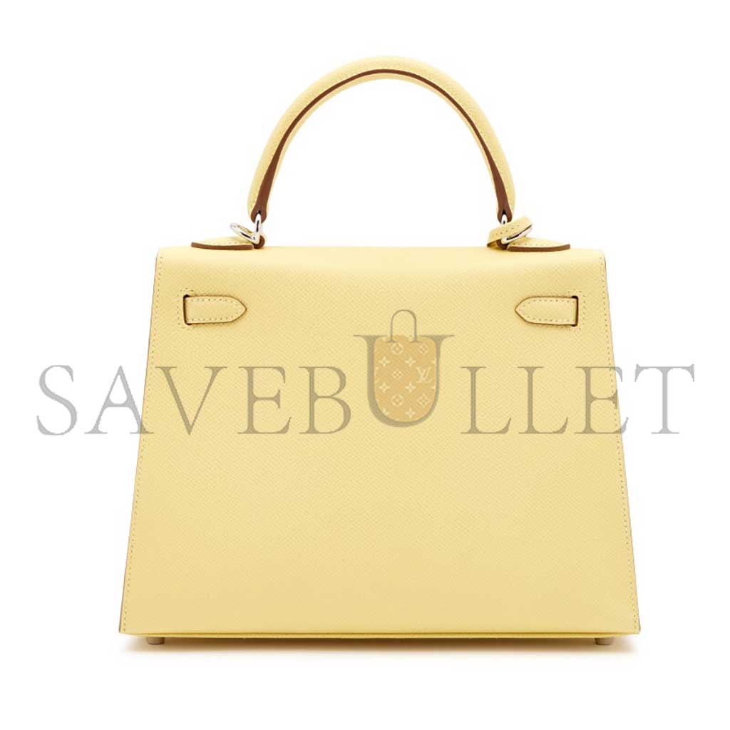 H**mes jaune poussin epsom sellier kelly 25 palladium hardware (25*17*7cm)